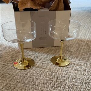 Anthropologie Gold Stem Glassware Set